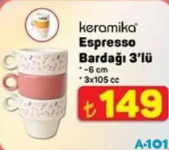 KERAMİKA ESPRESSO BARDAĞI 3'LÜ